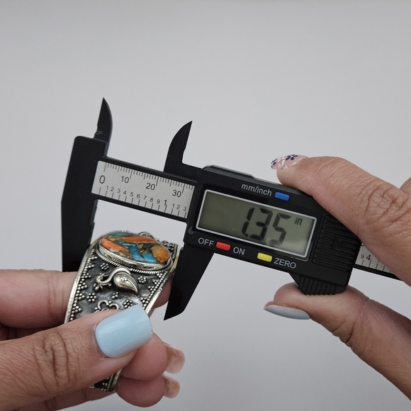 Spiny Turquoise Open Cuff Bangle - Picture 6 of 8